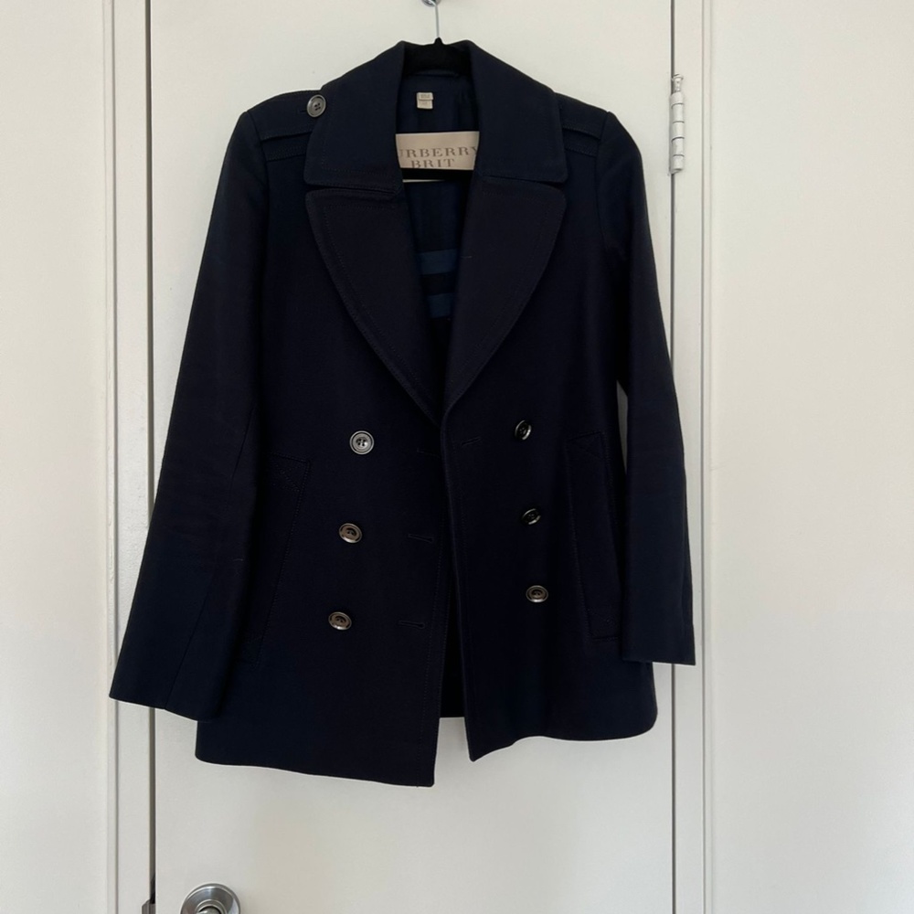 Burberry Cotton Jacket / Coat Navy Blue NWOT